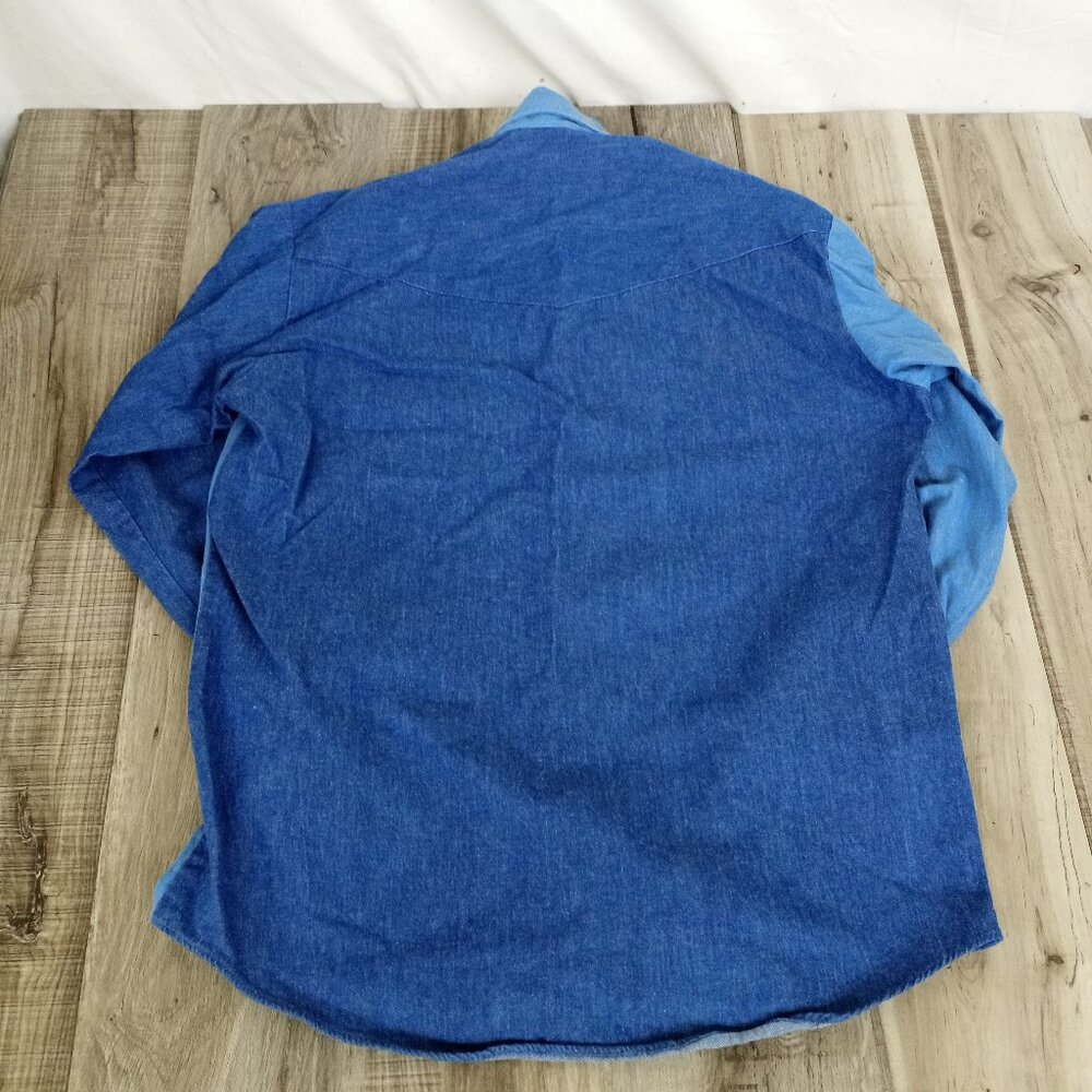 Roper Rodeo Blue Two Tone Denim Button Down Shirt size large - Picture 5 of 5